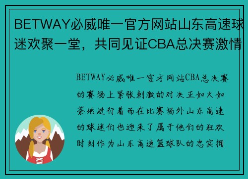 BETWAY必威唯一官方网站山东高速球迷欢聚一堂，共同见证CBA总决赛激情时刻 - 副本